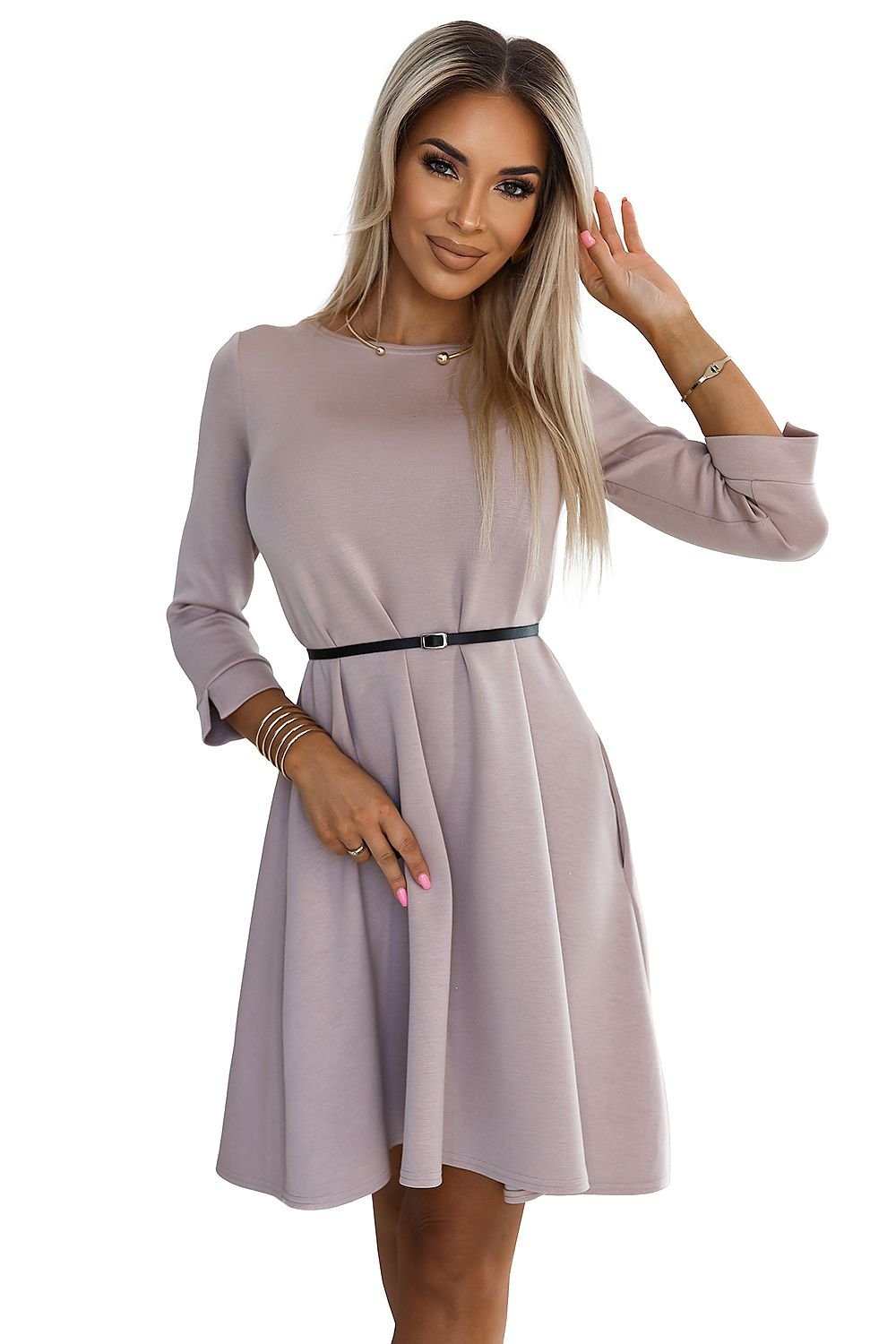 Elegance Trapeze Belted Dress